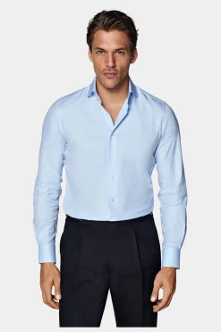 SUITSUPPLY Twill Hemd Hellblau Extra Slim Fit-Männlich Klassische Hemden