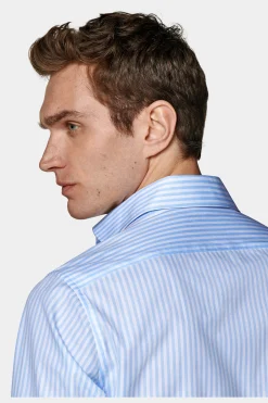 SUITSUPPLY Twill Hemd Hellblau Gestreift Slim Fit-Männlich Klassische Hemden