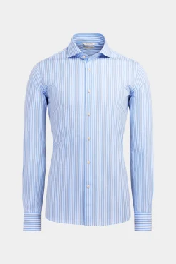 SUITSUPPLY Twill Hemd Hellblau Gestreift Slim Fit-Männlich Klassische Hemden