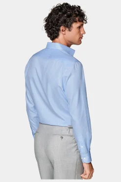 SUITSUPPLY Twill Hemd Hellblau Kariert Slim Fit-Männlich Klassische Hemden