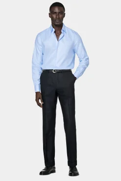 SUITSUPPLY Twill Hemd Hellblau Kariert Slim Fit-Männlich Klassische Hemden