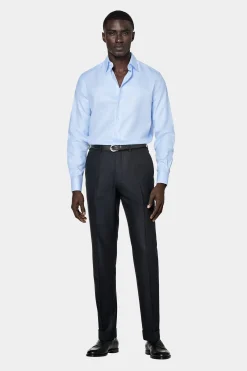 SUITSUPPLY Twill Hemd Hellblau Kariert Slim Fit-Männlich Klassische Hemden