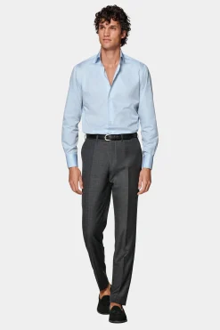 SUITSUPPLY Twill Hemd Hellblau Slim Fit-Männlich Klassische Hemden