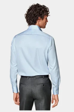 SUITSUPPLY Twill Hemd Hellblau Slim Fit-Männlich Klassische Hemden