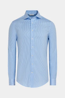 SUITSUPPLY Twill Hemd Mittelblau Gestreift Extra Slim Fit-Männlich Klassische Hemden