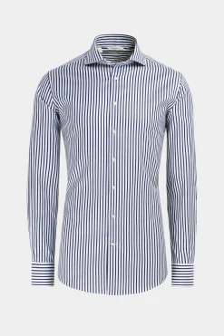 SUITSUPPLY Twill Hemd Navy Gestreift Slim Fit-Männlich Klassische Hemden