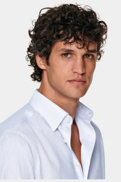 SUITSUPPLY Twill Hemd Weiß Gestreift Slim Fit-Männlich Klassische Hemden