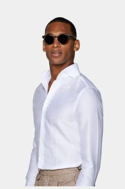 SUITSUPPLY Twill Hemd Weiss Extra Slim Fit-Männlich Klassische Hemden