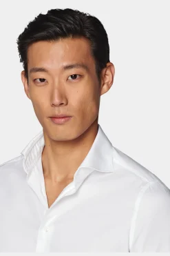 SUITSUPPLY Twill Hemd Weiss Slim Fit-Männlich Klassische Hemden