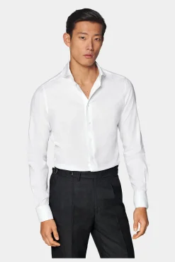 SUITSUPPLY Twill Hemd Weiss Slim Fit-Männlich Klassische Hemden