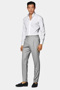 SUITSUPPLY Twill Hemd Weiss Slim Fit-Männlich Klassische Hemden