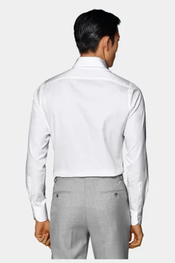 SUITSUPPLY Twill Hemd Weiss Slim Fit-Männlich Klassische Hemden