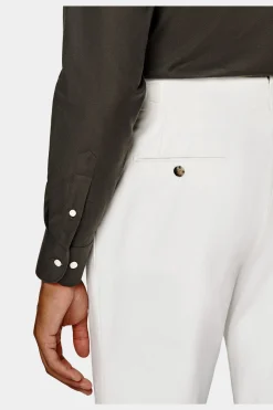 SUITSUPPLY Twill-Hemd Dunkelbraun Slim Fit-Männlich Casual Hemden