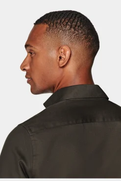 SUITSUPPLY Twill-Hemd Dunkelbraun Slim Fit-Männlich Casual Hemden