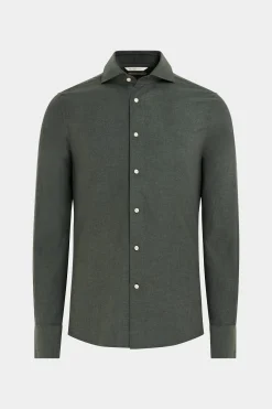SUITSUPPLY Twill-Hemd Grün Slim Fit-Männlich Casual Hemden