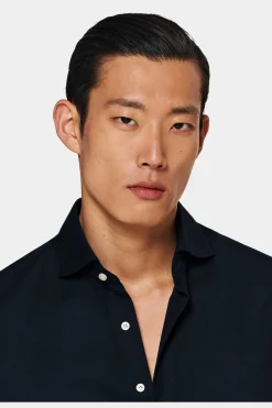 SUITSUPPLY Twill-Hemd Navy Slim Fit-Männlich Casual Hemden