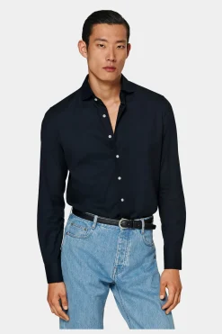 SUITSUPPLY Twill-Hemd Navy Slim Fit-Männlich Casual Hemden