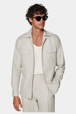 SUITSUPPLY Twill-Hemd Sand Slim Fit-Männlich Casual Hemden