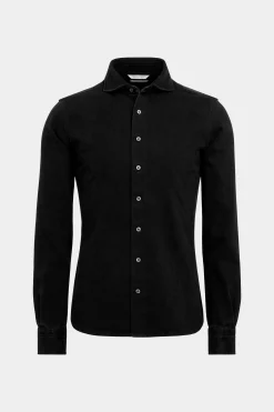 SUITSUPPLY Twill-Hemd Schwarz Slim Fit-Männlich Casual Hemden