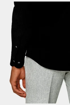 SUITSUPPLY Twill-Hemd Schwarz Slim Fit-Männlich Casual Hemden