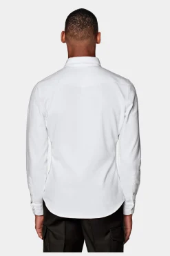 SUITSUPPLY Twill-Westernhemd Weiß-Männlich Casual Hemden