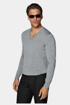 SUITSUPPLY V-Ausschnitt Grau-Männlich V-Ausschnitt