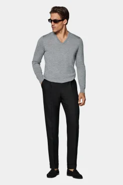 SUITSUPPLY V-Ausschnitt Grau-Männlich V-Ausschnitt