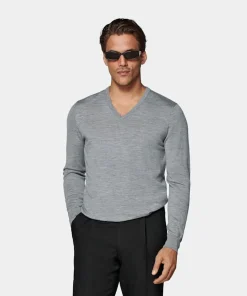 SUITSUPPLY V-Ausschnitt Grau-Männlich V-Ausschnitt