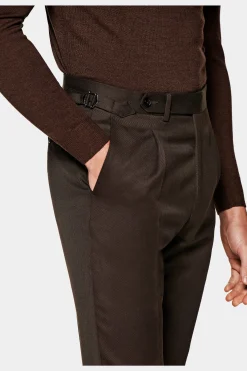 SUITSUPPLY Vigo Hose Braun Bundfalte-Männlich Elegante Hosen