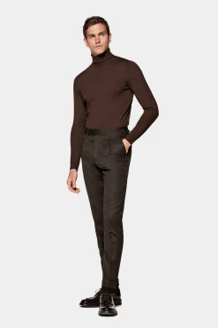 SUITSUPPLY Vigo Hose Braun Bundfalte-Männlich Elegante Hosen