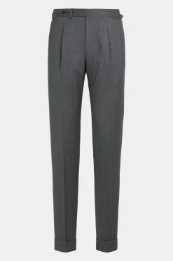 SUITSUPPLY Vigo Hose Dunkelgrau Bundfalte Fischgrätmuser-Männlich Elegante Hosen