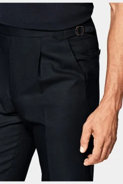 SUITSUPPLY Vigo Hose Navy Bundfalte-Männlich Elegante Hosen