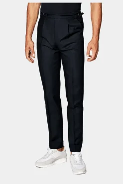SUITSUPPLY Vigo Hose Navy Bundfalte-Männlich Elegante Hosen