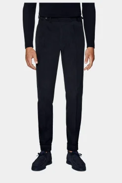 SUITSUPPLY Vigo Hose Navy Bundfalte-Männlich Elegante Hosen