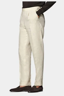 SUITSUPPLY Vigo Hose Sand Bundfalte-Männlich Elegante Hosen