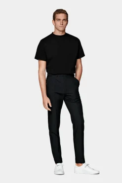 SUITSUPPLY Vigo Hose Schwarz Bundfalte-Männlich Elegante Hosen
