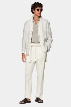 SUITSUPPLY Walter Hemd-Sakko Hellbraun Gestreift-Männlich Hemd-Sakkos