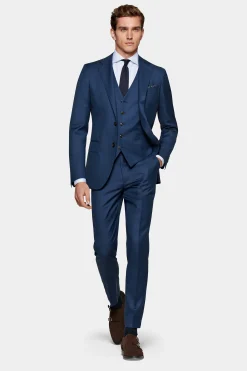 SUITSUPPLY Weste Mittelblau-Männlich Anzugwesten