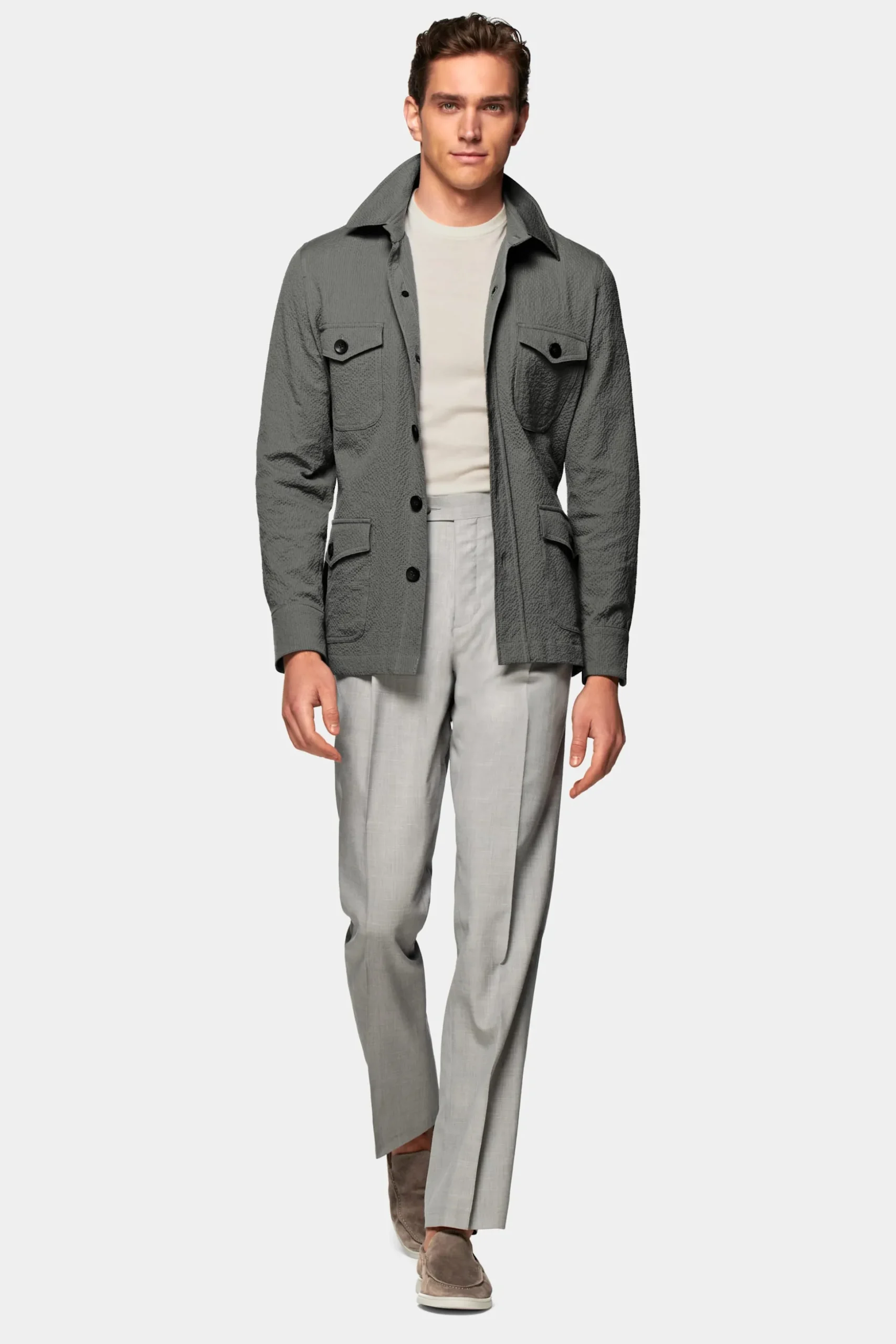 SUITSUPPLY William Hemd-Sakko Grau-Männlich Hemd-Sakkos