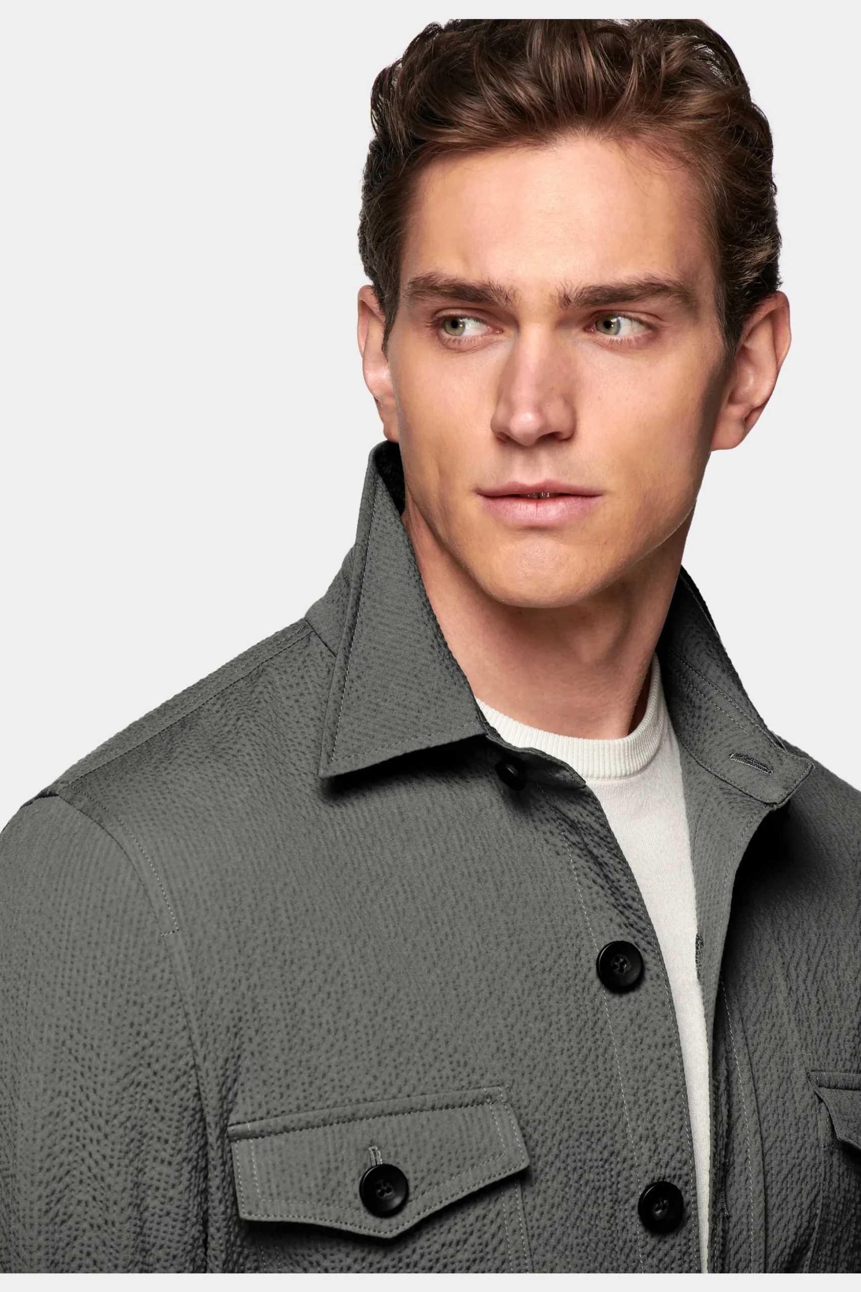 SUITSUPPLY William Hemd-Sakko Grau-Männlich Hemd-Sakkos