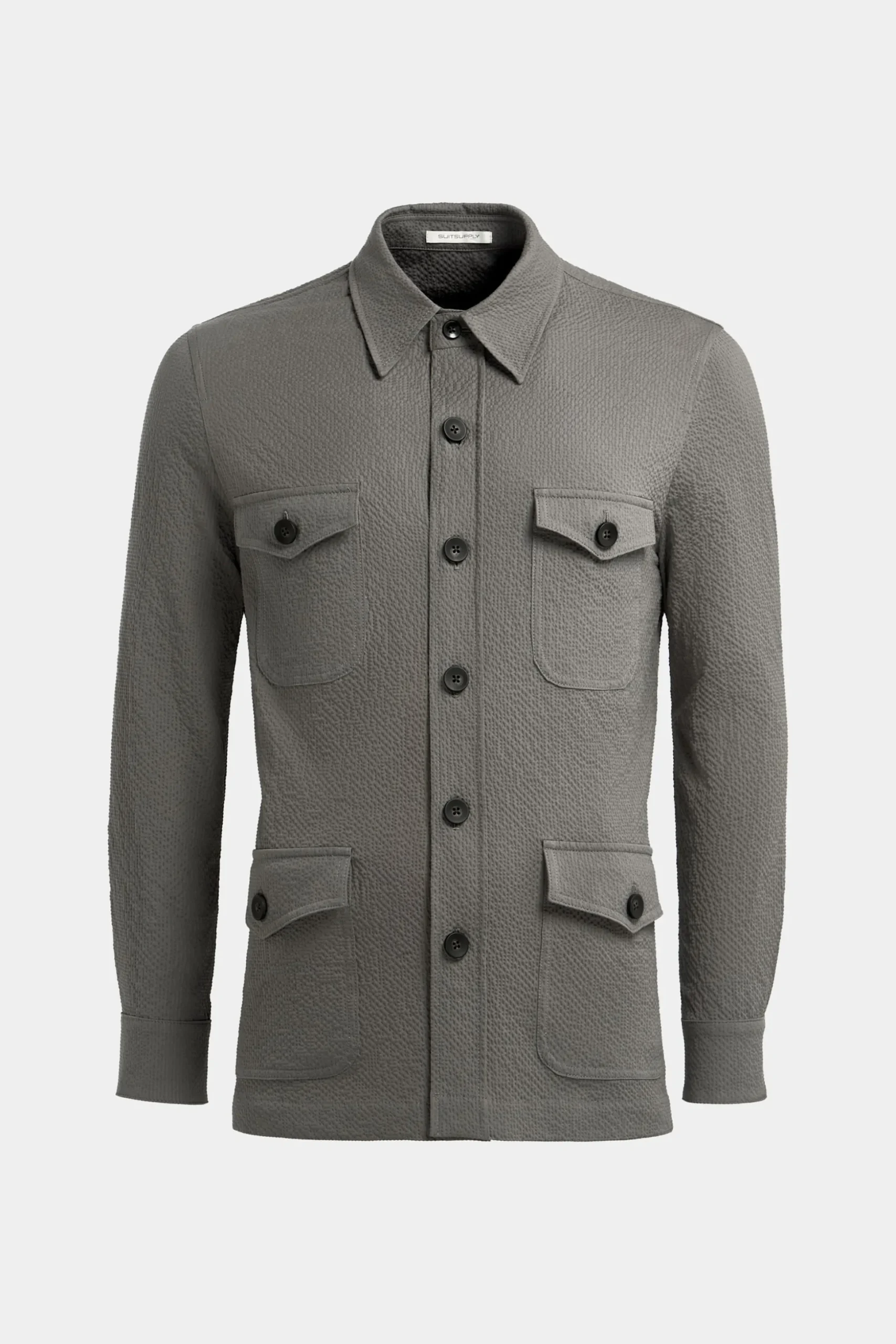SUITSUPPLY William Hemd-Sakko Grau-Männlich Hemd-Sakkos
